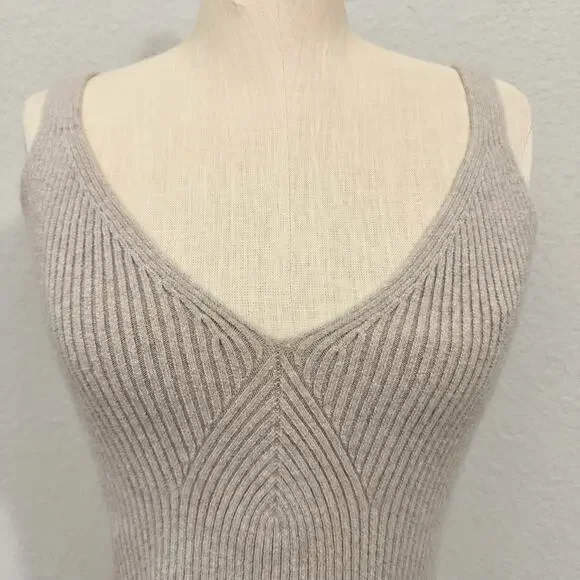 J.CREW Cropped Sweater Tank Tan Cashmere Blend Pullover Ribbed Knit - Picture 6 of 11